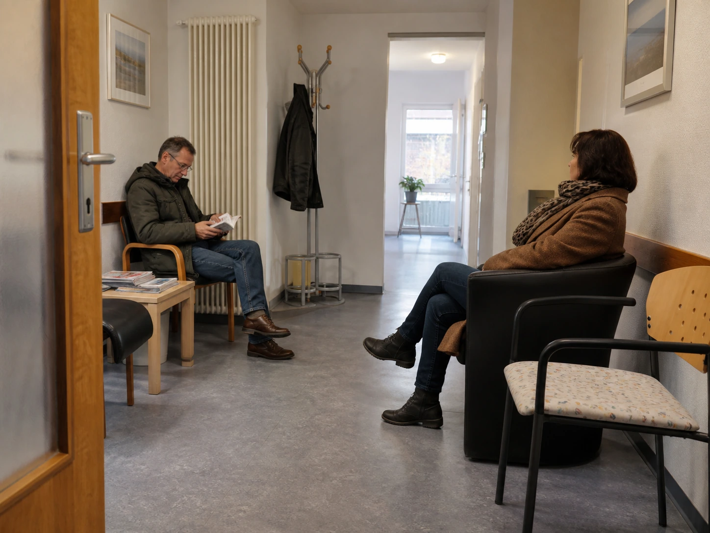 Patienten im Wartezimmer der Zahnarztpraxis